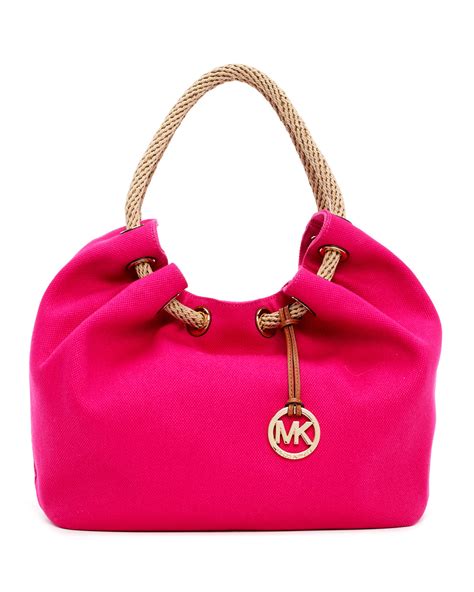 michael kors pink and white bag|michael kors large pink bag.